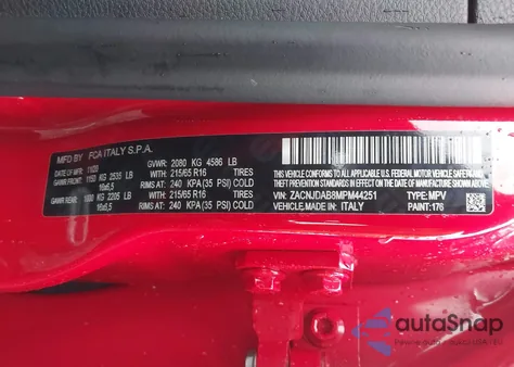 2021 Jeep Renegade Sport 4X4 из США, поврежденный, VIN ZACNJDAB8MPM44251